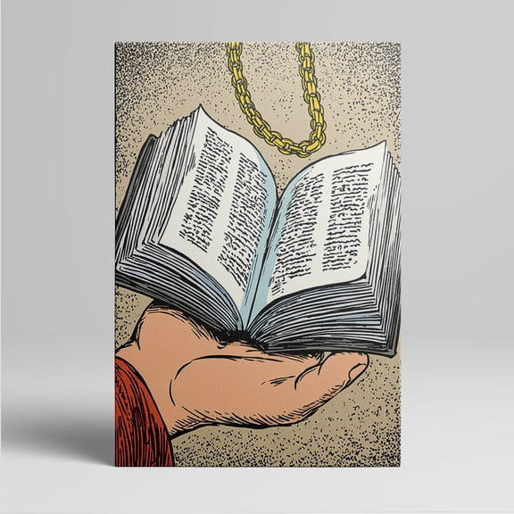 1pc Hand - Held Open Book with Chain Canvas Wall Art, framed Decor room hanging Wall Picture Decor for Home Gifts, living room, bathroom, bedroom, kitchen wall art decor canvas wall art