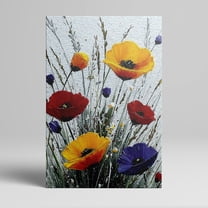 1pc Hand - painted Poppy Flowers Canvas Art with a Rustic and Textured Look, framed Decor room hanging Wall Picture Decor for Home Gifts, living room, bathroom, bedroom, kitchen wall art decor canvas