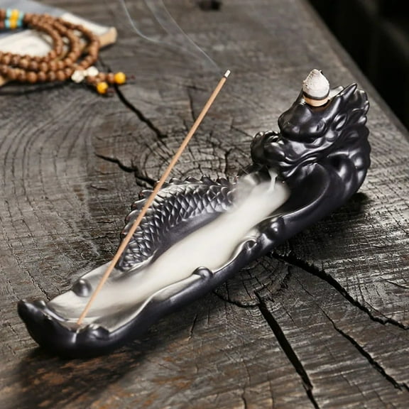 1pc Handmade Ceramic Incense Burner with Dragon and Cloud Design Backflow Cone Incense Holder for Home Decoration (Without Incenseļ¼