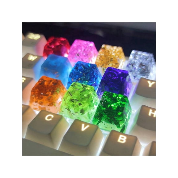 1pc Handmade Gold Foil Keycap Suitable For Customized Mechanical Keyboards ABS Resin,Green