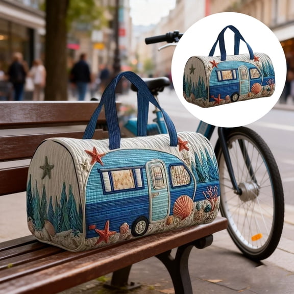 1pc Handmade Hippie Van Quilted Duffle Bag, Boho Travel Weekender Bag, Duffle Bag Gym, Luhxe Travel Bag Garment Bag (BB)