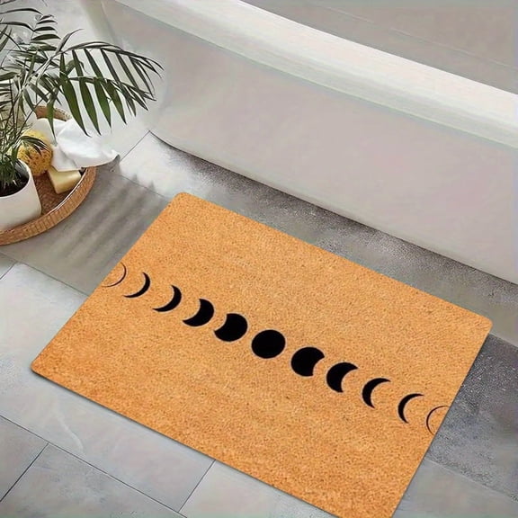 1pc Handmade Moon Phases Educational Astronomy Rug - Non-Slip Rubber Backing & Absorbent Washable Lunar Cycle Mat Suitable for Home, Outdoor, Camping Decor - Educational Room & Science Floor Mat