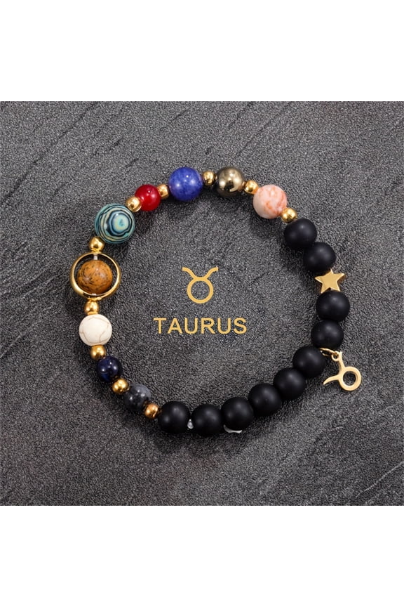1pc Handmade Natural Stone Beaded Bracelet, Aries Taurus Gemini Leo Virgo Libra Scorpio Sagittarius Capricornus Aquarius Pisces Gifts for Women,L0566-Taurus