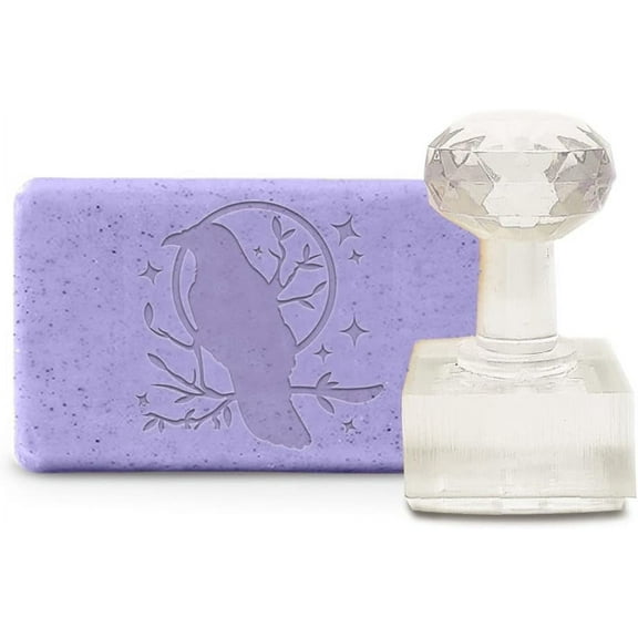 1pc Handmade Soap Stamp Crow Twig Acrylic Soap Stamp with 1.57" Removable Handle Embossing Soap Stamps Soap Making for Cookie Clay Pottery Biscuits Gummier DIY Arts Crafts
