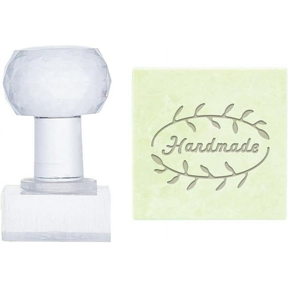 1pc Handmade Soap Stamp Word Soap Embossing Stamp with Handle Clear Acrylic Soap Stamps Circular Text Personalized Stamp for Handmade Soap Clay Pottery Arts Crafts Making Projects