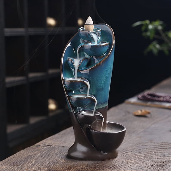 1pc,Handmade Torch Design Ceramics Waterfall Incense Burner Creative Home Decor Incense Holder Portable Ceramic Censer (Without Incense)