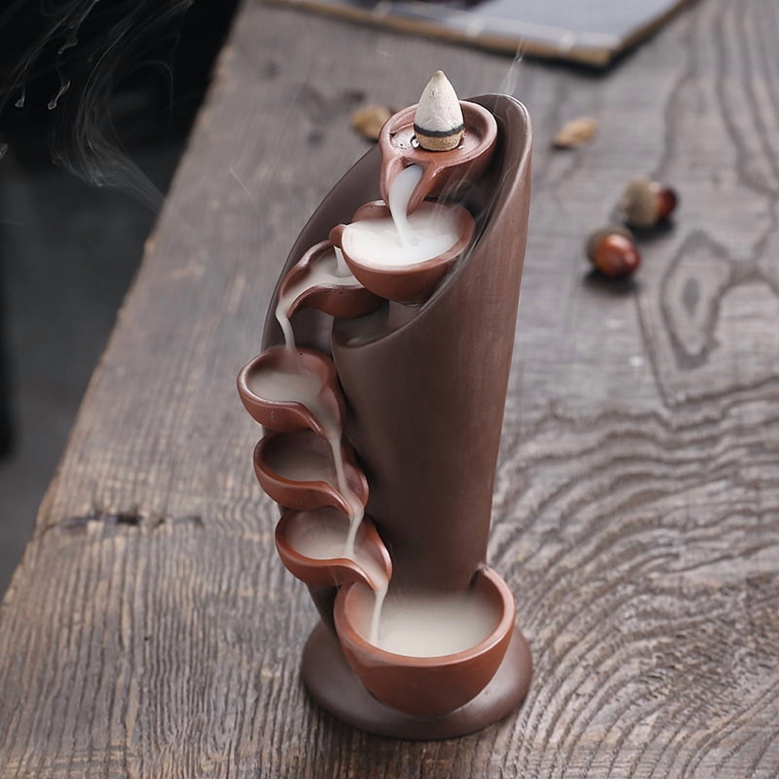 1pc,Handmade Torch Design Ceramics Waterfall Incense Burner Creative Home Decor Incense Holder Portable Ceramic Censer (Without Incense)
