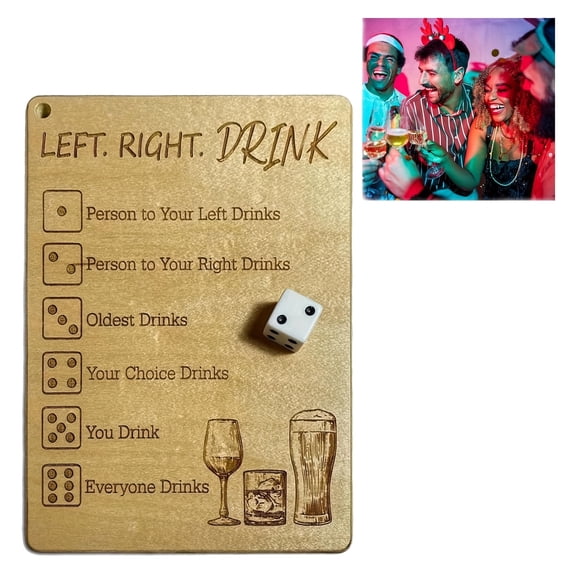 1pc Handmade Wood Drinking Tray Dice Game with Dice - Party Board Game Suitable for Family Game Nights, Christmas, Valentine's, New Year Parties - Party Supplies & Drinking Board Game