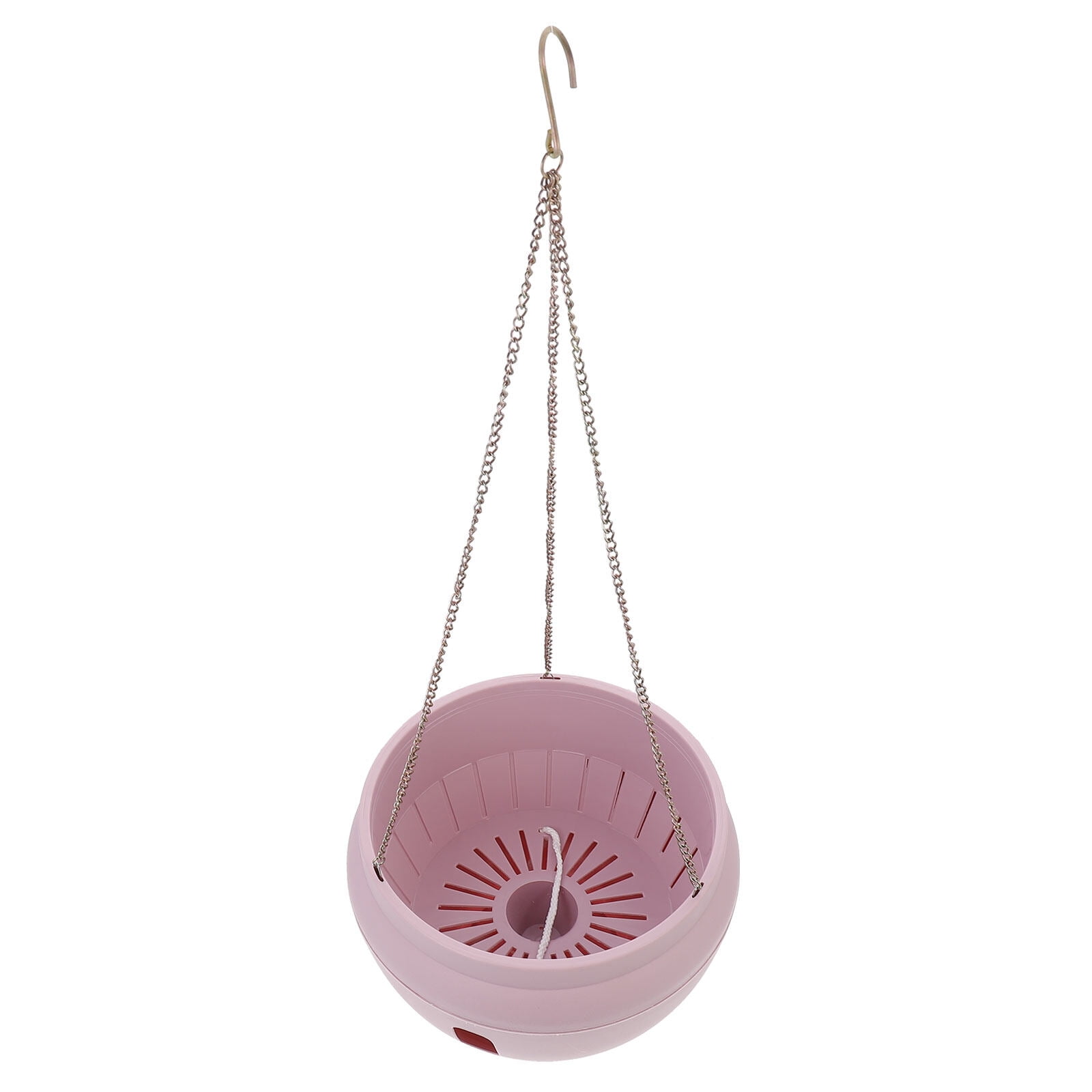 1pc Hanging Flowerpot Plastic Succulent Planter Decorative Plant Orchid Hanging Pot with Chain - Size L (Pink)