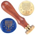 thumbnail image 1 of 1pc Hanukkah Candles Wax Stamp Easter Candle Wax Sealing Stamp 1" Brass Head Stamp with Wooden Handle Retro Wax Seal Stamp, 1 of 9