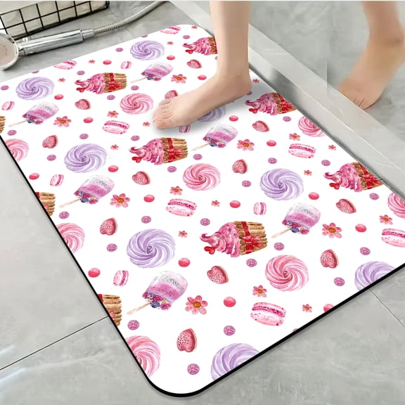 1pc Happy Breakfast Foods Bathroom Rug Bathroom Decor and Accessories- Durable,Anti Slip,And Quick Drying,Suitable For Indoor/outdoor Use - Perfect For Bathrooms,Bedrooms,Kitchens