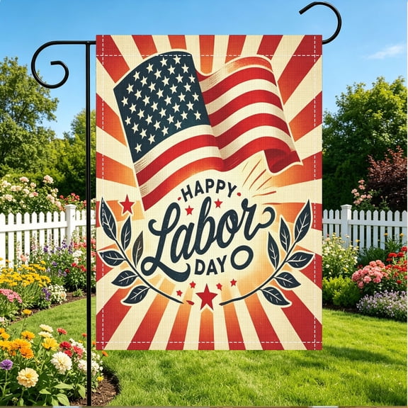 1pc Happy Labor Day American Flag Print Garden Flag, Double Sided 2D Printed, 12x18 Inch, Flagpole Not Included, Patriotic Outdoor Yard Garden Holiday Party Decoration