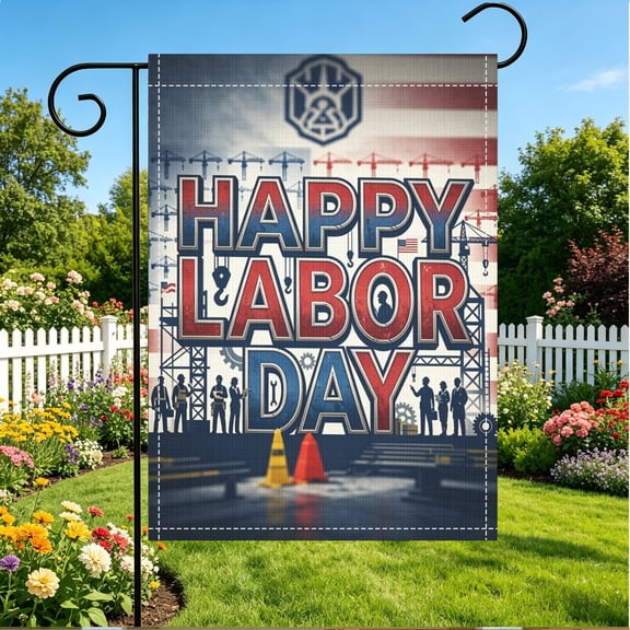 1pc Happy Labor Day Vintage Cute Sheep American Patriotic Print Garden Flag, Double Sided 2D Printed, 12x18 Inch, No Flagpole,Outdoor Yard Patio Lawn Holiday Party Decoration