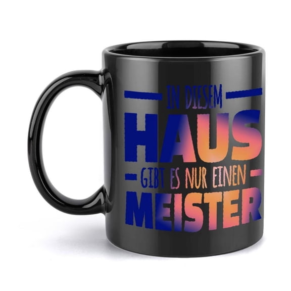 1pc Haus Meister Text Humorous Ceramic Mug 11oz 360ml Cartoon Coffee Cup Beverages Birthday And Holiday Idea Drinkware Coffee Drinking Mug Office Desk Mug Novelty Drinkware Ceramic