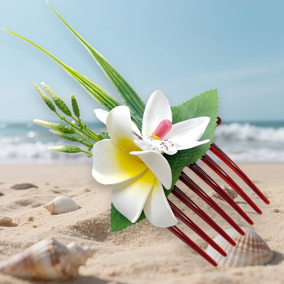 1pc Hawaiian Foam Artificial Flower Side Comb, Faux Orchid Hair Comb for Bridal Wedding, Hawaiian Beach Tropical Wedding Party Decoration