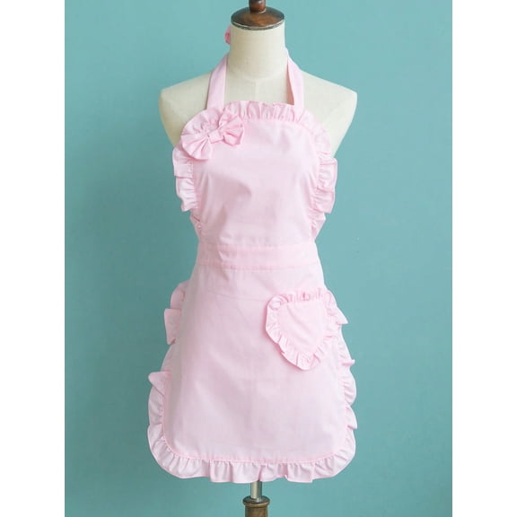 1pc Heart Bowknot Design Waterproof Oil Proof Princess Apron, Perfect for Stylish Cooking at Home Kitchen Bathroom