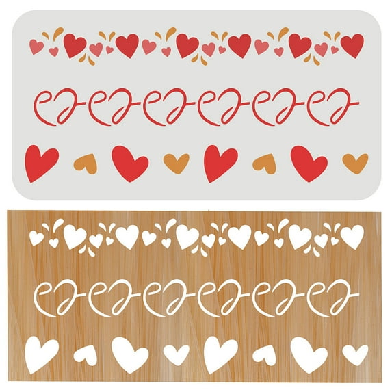 1pc Heart Stencils For Painting Reusable Wall Border Stencil Plastic Connected Love Hearts Craft Stencil Template Valentine's Day Decoration