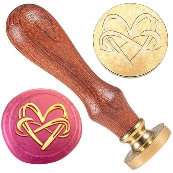 1pc Heart Wax Seal Stamp 3D Embossed Stamp Sealing Vintage Elegant Removable 1" Brass Seal Wood Handle