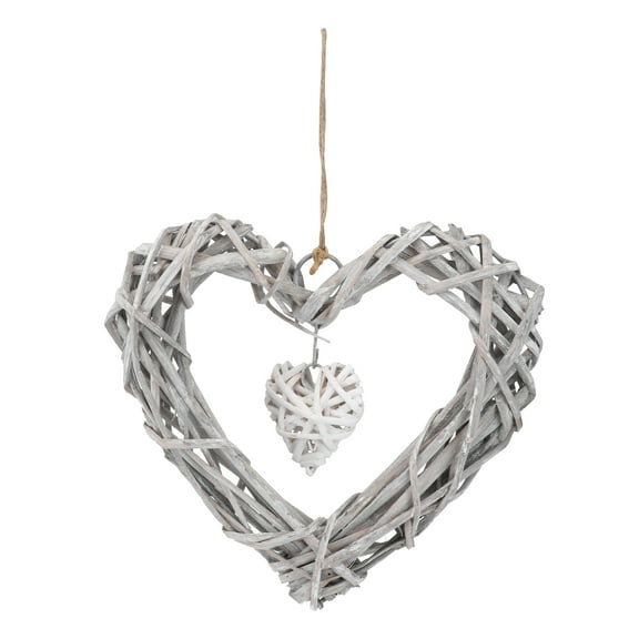 1pc Heart-shaped Photo Frame Wicker Lace Picture Holder Wedding Pendant (White)