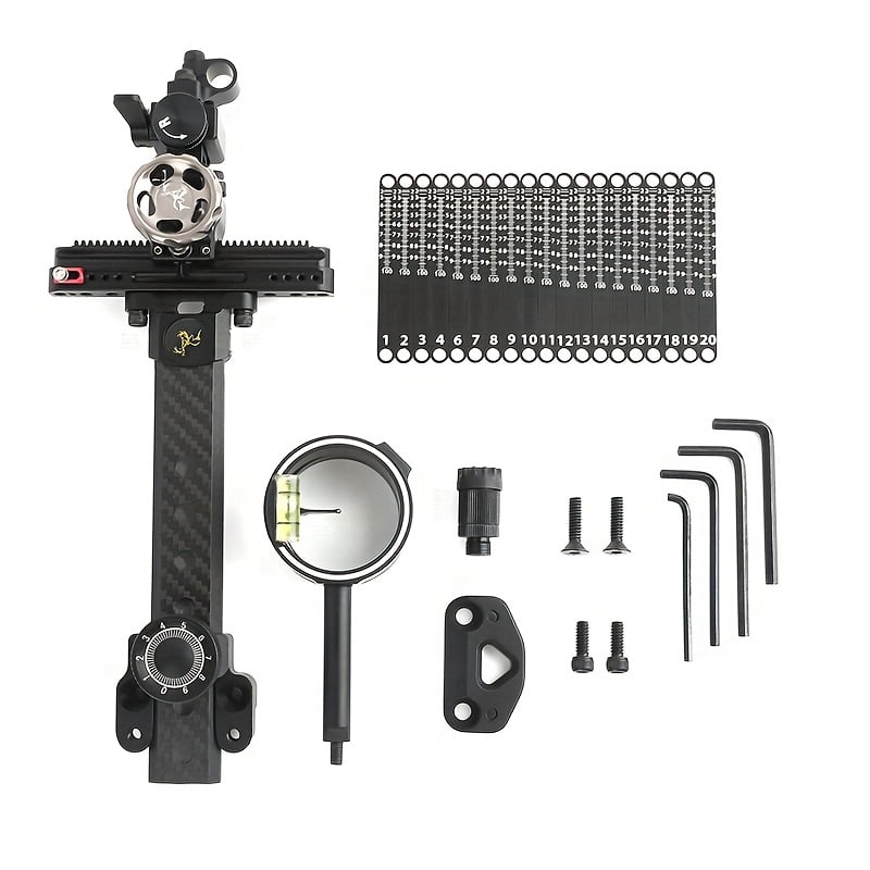 1pc Heavy-Duty Aluminum Compound Bow Sight with 8X Magnifying Scope, Adjustable aiming light & Quick-Adjust Gears, Micro-Adjustable for Precision Shooting - Compatible with All Compound Bows