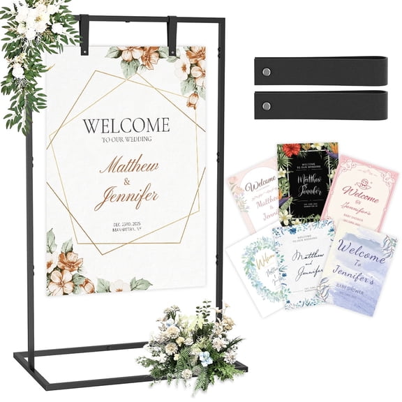 1pc Heavy Duty Black Elegant Metal Sign Holder Wedding Arch Stand, Elegant & Durable Outdoor Yard Decoration Event Signage & Festive Decor - Ideal for Halloween Christmas Weddings Birthdays