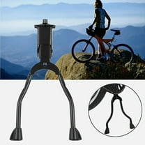 1pc Heavy-Duty Iron Double Leg Bicycle Kickstand- Dual Support Bike Stand with Non-Slip Plastic Feet & Push-Button Latch, Trekking/Cruiser Bikes (Black), Mountain Bike Accessories