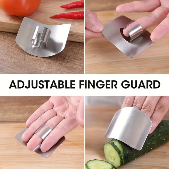 1pc Heavy-Duty Stainless Steel Finger Guard - Sharp Edge Guard for Knife Safety, Non-Slip Grip - Professional & Home Kitchen Use - Compatible with Chef, Paring Knives - Cut Prevention Protector