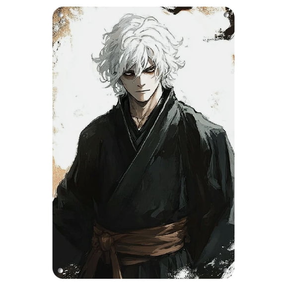 1pc Hell'S Paradise Anime Poster, Vintage Metal Tin Sign, Classic Wall Decor, Unframed Metal Poster, 8x12 inches, for Home Decor