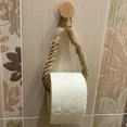 thumbnail image 1 of 1pc Hemp Rope Toilet Paper Holder, Solid Wood Cotton Rope Weaving, Fragrance-Free Fabric, No-Punch Roll Dispenser Rack, 1 of 5