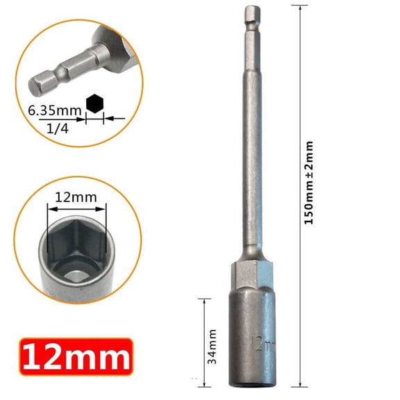 1pc Hex Socket Nut Driver Socket Adapter 5.5mm 6mm 7mm 8mm 9mm 10mm 11mm 12mm 13mm 14mm 15mm 16mm 17mm 18mm 19mm