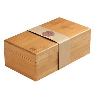 Bamboo Display Tea Box with 4 Compartments and Lid, Beautiful Wooden Tea Organizer