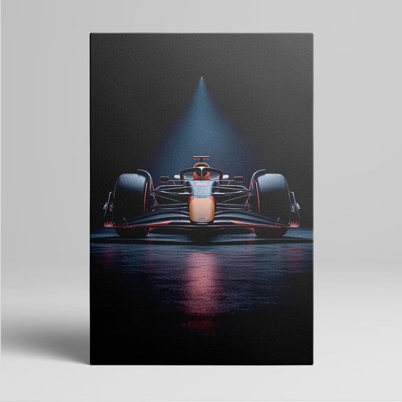 1pc High - Intensity Formula One Racing Car Canvas Art Print, Spotlighted in Dramatic Lighting, framed Decor room hanging Wall Picture Decor for Home Gifts, living room, bathroom, bedroom, kitchen