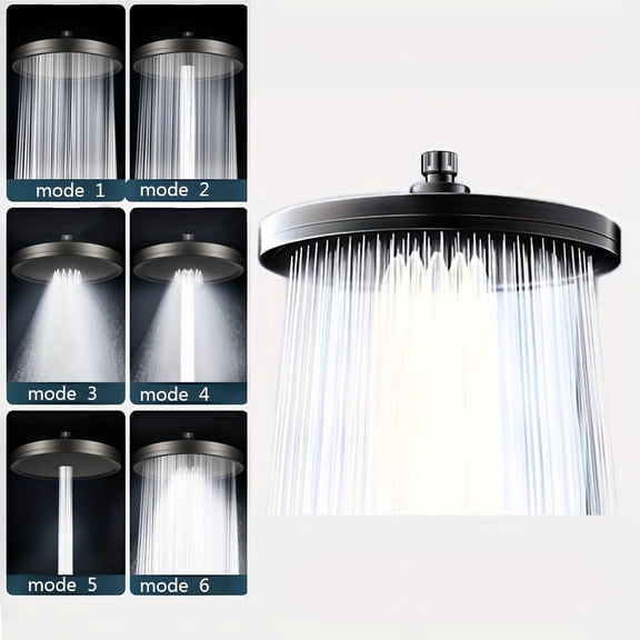 1pc High-pressure Shower Head, Top Spray Shower Head, 6-speed Multi-Functional Large Shower Head, Pressurized Single-head Shower, Household Bathtub Shower Lotus Head, Bathroom Accessories