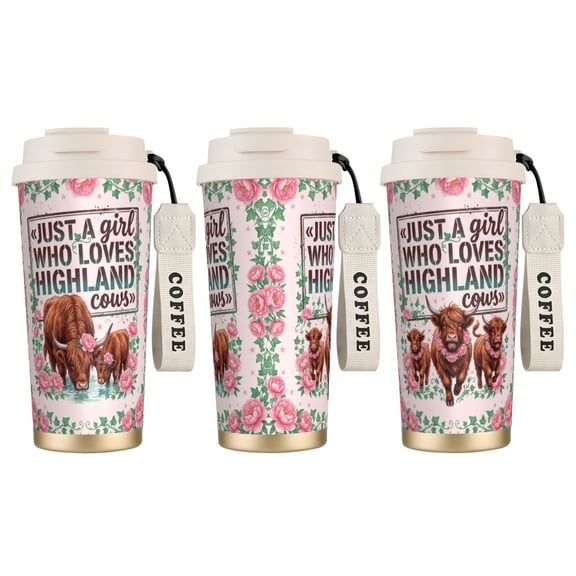 1pc Highland Cow Coffee Mug, 18oz Leak-proof Floral Crown Cow Tumbler, Thoughtful Mother's Day Gift