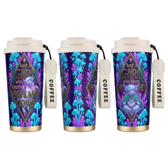 1pc Highland Cow Tumbler, 18oz Leak-proof Leak-proof Artistic Sun-Drenched Mug, Birthday Celebration Gift