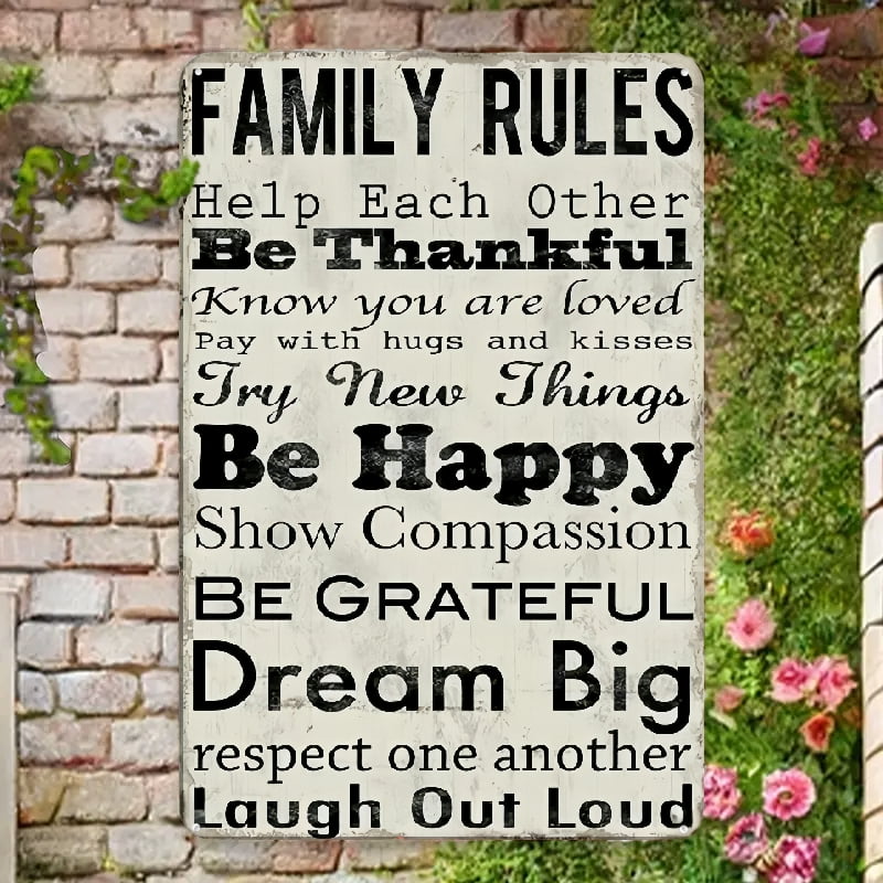 1pc, Home Rule Vintage Metal Plaque Decoration Wall Plaque Country Home