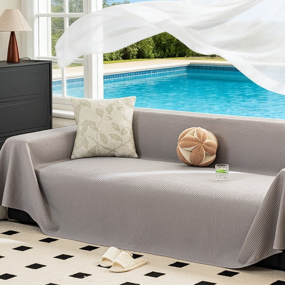 1pc Home Slipcover Couch Cover Durable Multi-Functional Furniture Cooling Sofa Cover Home Decor(Grey,70*134in)