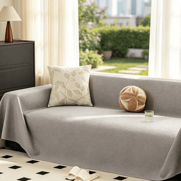 1pc Home Slipcover Couch Cover Durable Multi-Functional Furniture Cooling Sofa Cover Home Decor(Grey,70*134in)