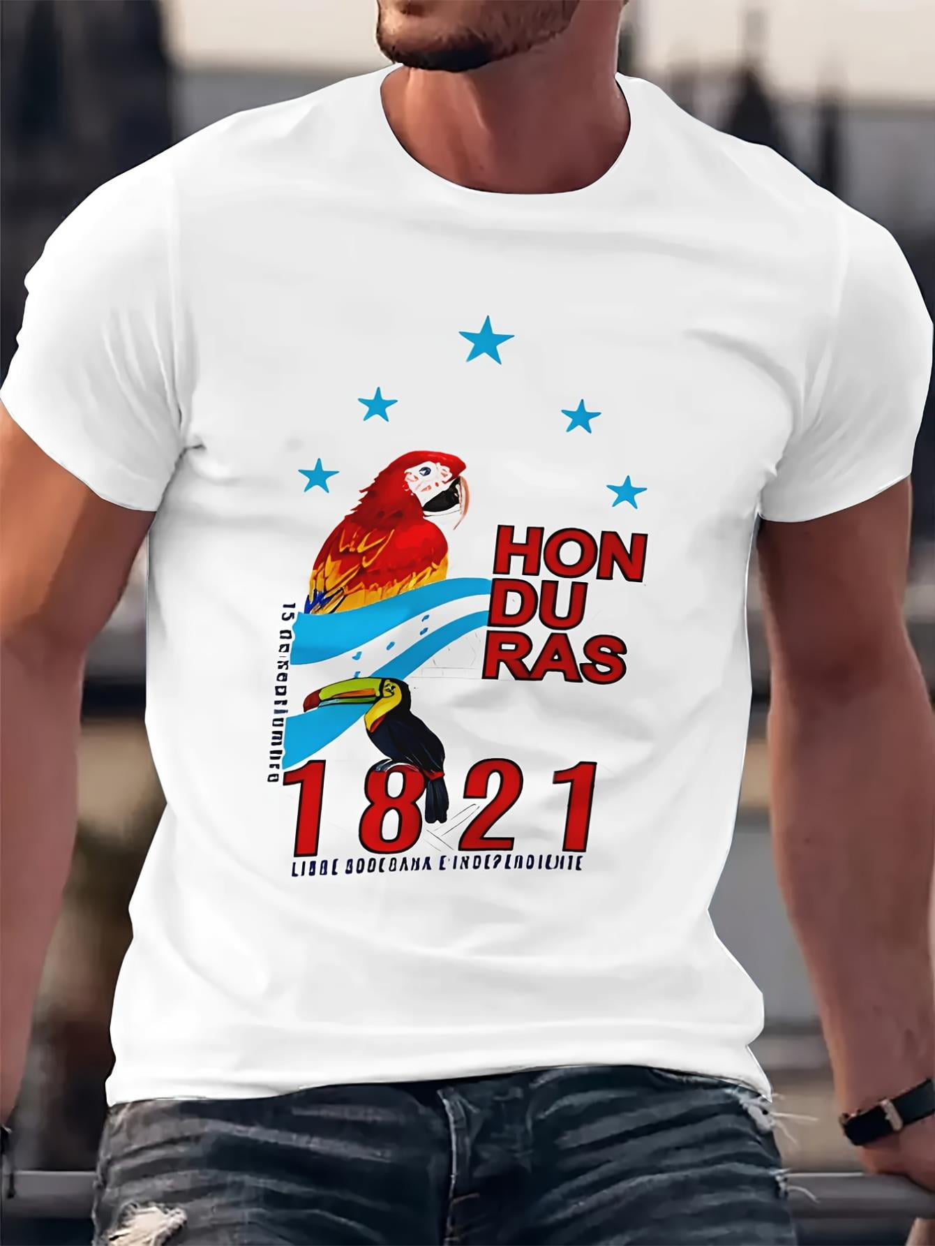 1pc Honduras Summer Casual Crew Neck T-Shirt, 100% Polyester Knit ...