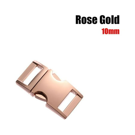 1pc Hot Metal Curved Outdoor Camping DIY Paracord Bracelet Backpack Bags Accessories Side Release Buckles Pets Collar Webbing Hardware Part ROSE GOLD 10MM