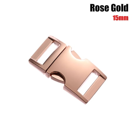 1pc Hot Outdoor Camping Adjustable Metal Curved Webbing Hardware Part Pets Collar Backpack Bags Accessories Side Release Buckles ROSE GOLD 15MM