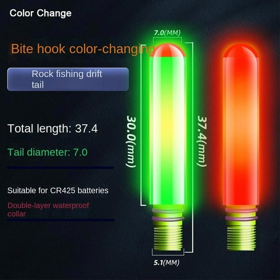 1pc Hot cr425 Battery Luminous Ultra Sensitive Induction LED Fishing Smart Float Top Sensor Color Change night fishing float top Electronic Floats Buoy COLOR CHANGE