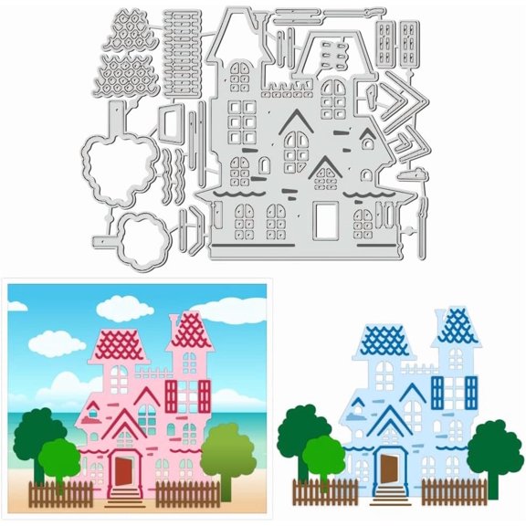 1pc House Carbon Steel Cutting Dies Stencils for DIY Scrapbooking Photo Album Decorative Embossing Paper Card 142x108x0.8mm