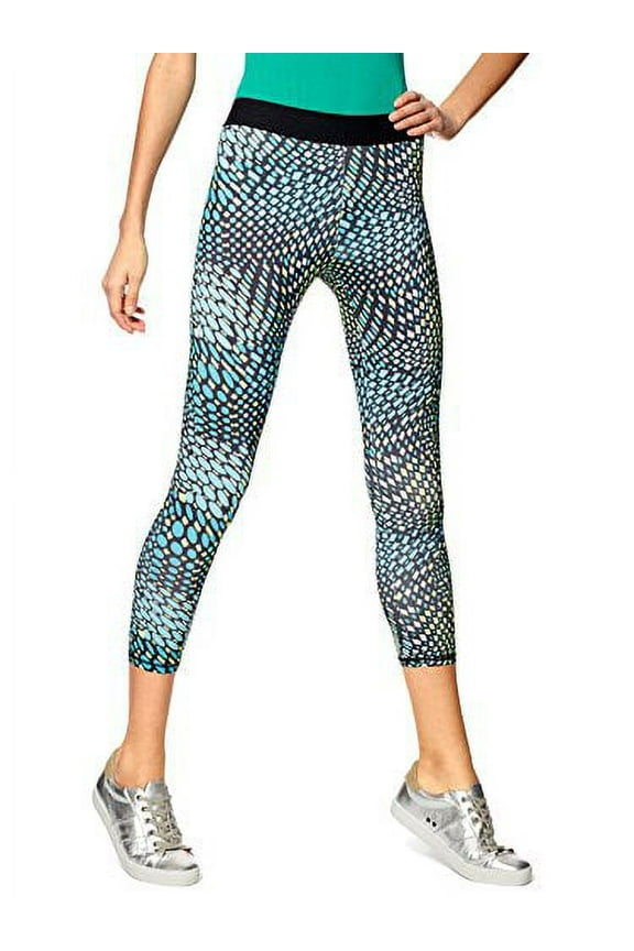 1pc Hue Women's Exposed Waistband Active Capris, Aruba Blue, Medium