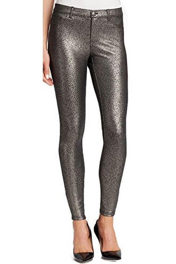1pc Hue Women's Metallic Gravel Printed Satin Jersey Leggings BLK/Pewter X-Small