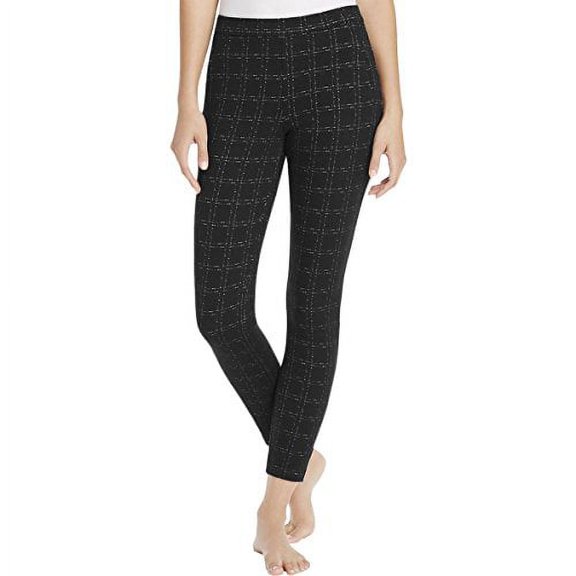 1pc Hue Womens Checkered Stretch Ankle Pants BLK XS