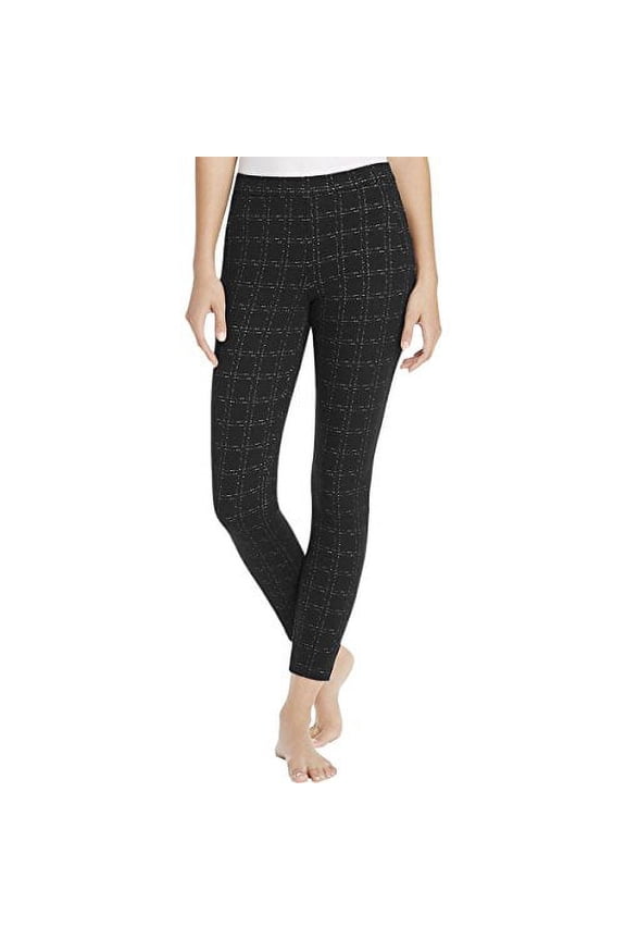 1pc Hue Womens Checkered Stretch Ankle Pants BLK XS