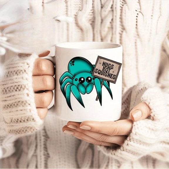 1pc Hugs Not Squishes Cute Jumping Spider 11 oz Coffee Mug Spider Mug Jumping Spider Cute Spider Cup Women