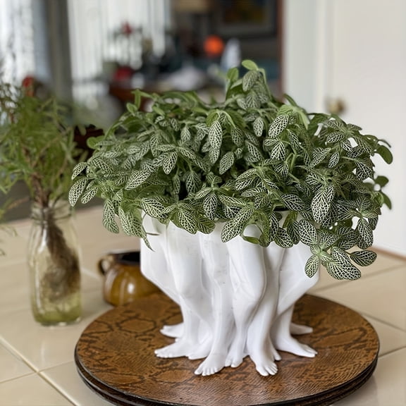 1pc Human Leg Drainage Hole Shaped Flower Pot, Resin Flower Pot, Sculpture Decoration, Christmas Decoration, Thanksgiving Indoor or Outdoor Plant Flower Pot Decoration Ornaments