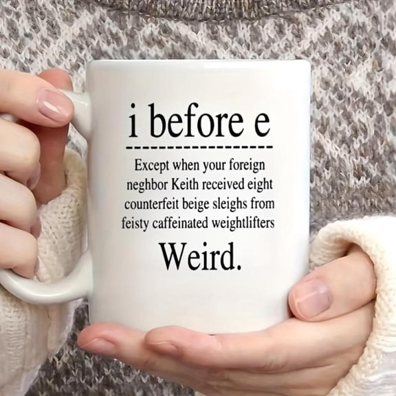 1pc Humorous Ceramic Coffee Mug I Before E Insulated Reusable Cup Washable Multipurpose Hot Cold Drinks Ideal Office Gifting Mother S Day Thanksgiving Birthdays